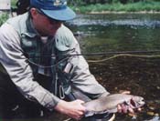 Guide Peter Basta with a Large Brookie